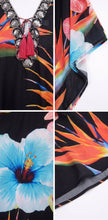 Sakkas Georgettina Flowy Rhinestone V Neck Long Caftan Dress/Cover Up