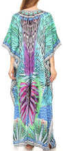 Sakkas Georgettina Flowy Rhinestone V Neck Long Caftan Dress/Cover Up