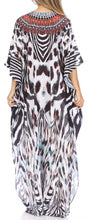 Sakkas Georgettina Flowy Rhinestone V Neck Long Caftan Dress/Cover Up