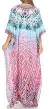 Sakkas Georgettina Flowy Rhinestone V Neck Long Caftan Dress/Cover Up