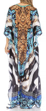 Sakkas Georgettina Flowy Rhinestone V Neck Long Caftan Dress/Cover Up
