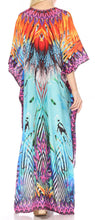 Sakkas Georgettina Flowy Rhinestone V Neck Long Caftan Dress/Cover Up