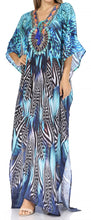Sakkas Georgettina Flowy Rhinestone V Neck Long Caftan Dress/Cover Up