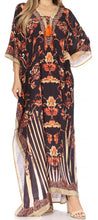Sakkas Georgettina Flowy Rhinestone V Neck Long Caftan Dress/Cover Up