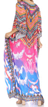Sakkas Georgettina Flowy Rhinestone V Neck Long Caftan Dress/Cover Up