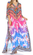 Sakkas Georgettina Flowy Rhinestone V Neck Long Caftan Dress/Cover Up