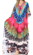 Sakkas Georgettina Flowy Rhinestone V Neck Long Caftan Dress/Cover Up