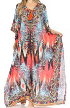 Sakkas Georgettina Flowy Rhinestone V Neck Long Caftan Dress/Cover Up