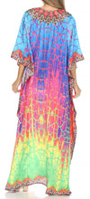 Sakkas Georgettina Flowy Rhinestone V Neck Long Caftan Dress/Cover Up
