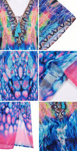 Sakkas Georgettina Flowy Rhinestone V Neck Long Caftan Dress/Cover Up