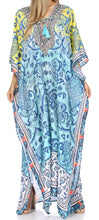 Sakkas Georgettina Flowy Rhinestone V Neck Long Caftan Dress/Cover Up