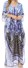 Sakkas Georgettina Flowy Rhinestone V Neck Long Caftan Dress/Cover Up