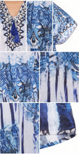 Sakkas Georgettina Flowy Rhinestone V Neck Long Caftan Dress/Cover Up