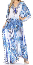 Sakkas Georgettina Flowy Rhinestone V Neck Long Caftan Dress/Cover Up