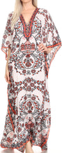 Sakkas Georgettina Flowy Rhinestone V Neck Long Caftan Dress/Cover Up
