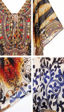 Sakkas Georgettina Flowy Rhinestone V Neck Long Caftan Dress/Cover Up