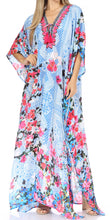 Sakkas Georgettina Flowy Rhinestone V Neck Long Caftan Dress/Cover Up