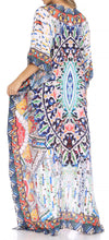 Sakkas Georgettina Flowy Rhinestone V Neck Long Caftan Dress/Cover Up