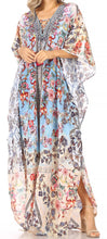 Sakkas Georgettina Flowy Rhinestone V Neck Long Caftan Dress/Cover Up