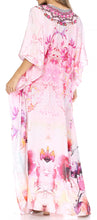 Sakkas Georgettina Flowy Rhinestone V Neck Long Caftan Dress/Cover Up
