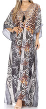 Sakkas Georgettina Flowy Rhinestone V Neck Long Caftan Dress/Cover Up