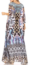 Sakkas Georgettina Flowy Rhinestone V Neck Long Caftan Dress/Cover Up