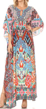 Sakkas Georgettina Flowy Rhinestone V Neck Long Caftan Dress/Cover Up